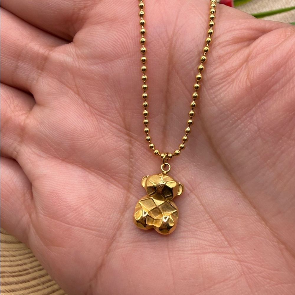 Gold Bear Pendant Necklace